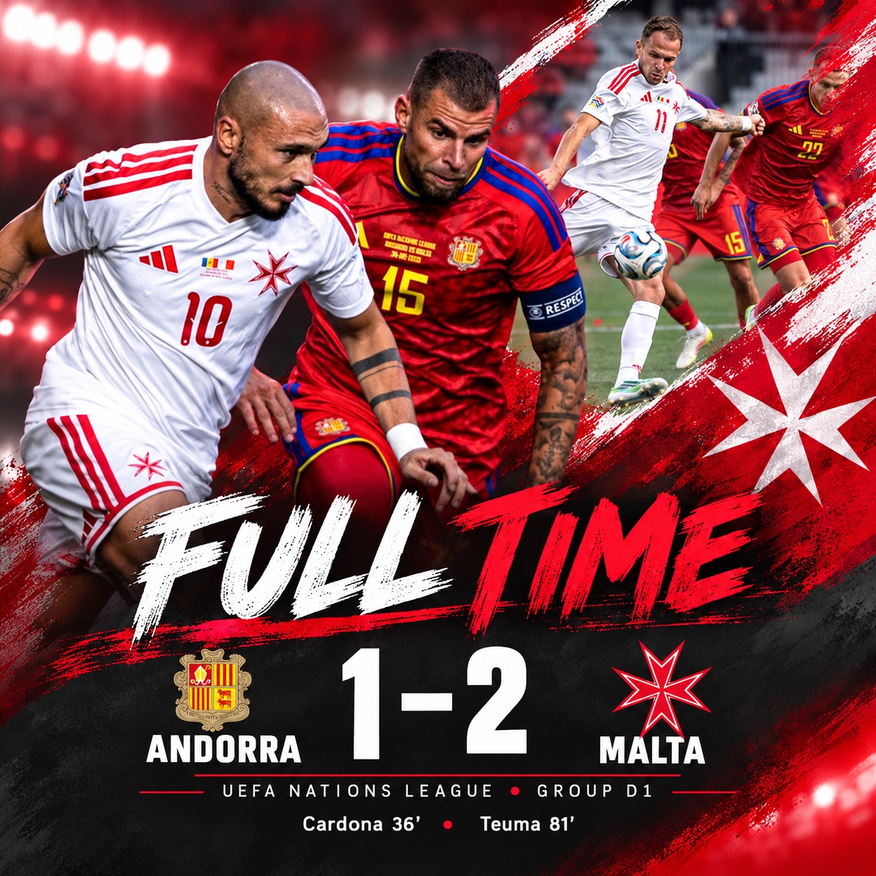 Andorra 1–2 Malta full-time match graphic